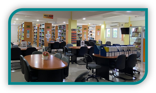 Campus library with reading areas and book collections