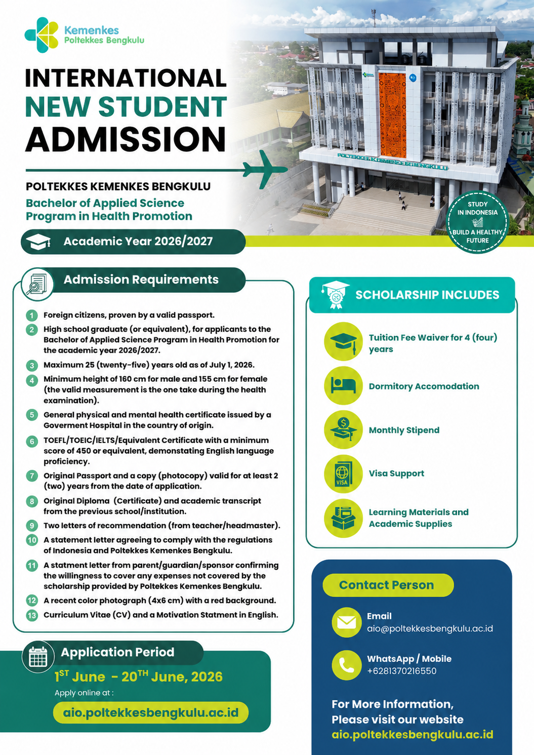 International New Student Admission Flyer